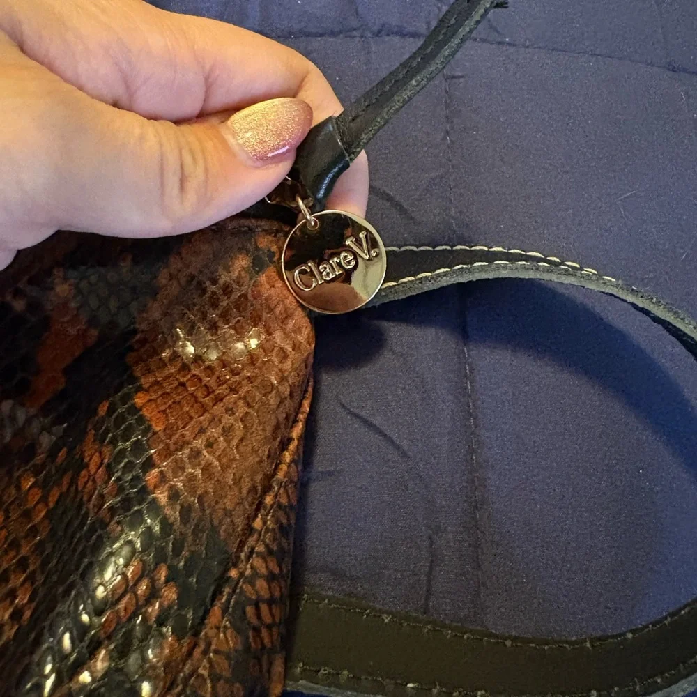 Clare V. Embossed Brown Snakeskin Leather Belt Bag - Picture 2 of 7